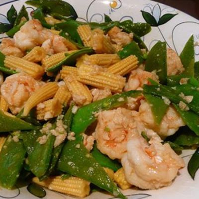 Tôm xào bắp non